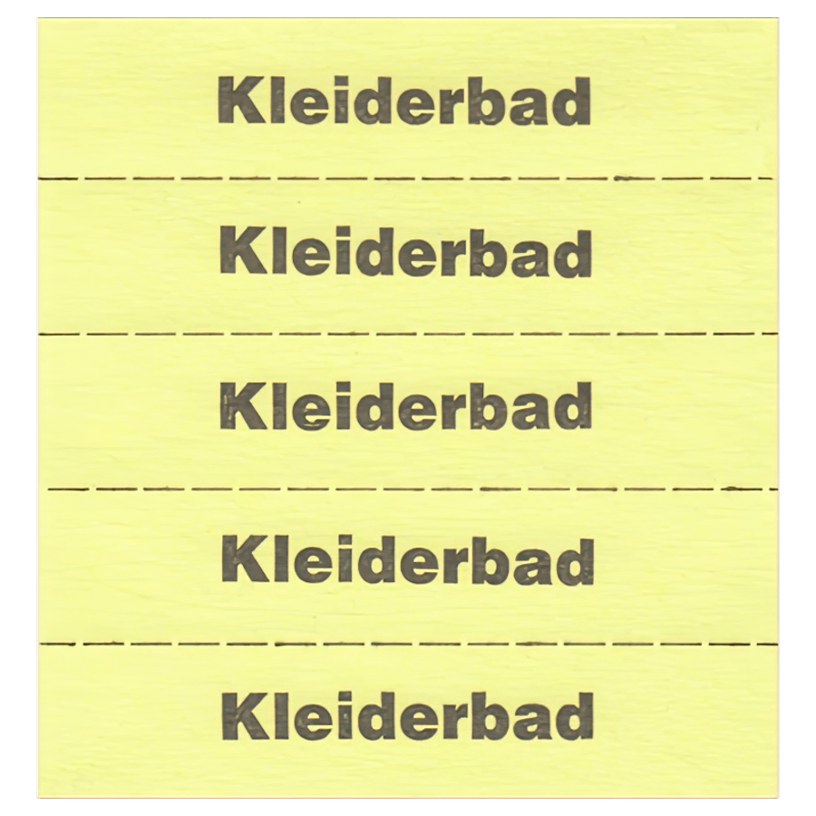 Markierungszettel ``Kleiderbad`` gelb geblockt a.100 Blatt=500 Abrisse